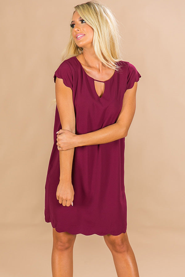 Vino In Versailles Scalloped Dress in Merlot Image - 2