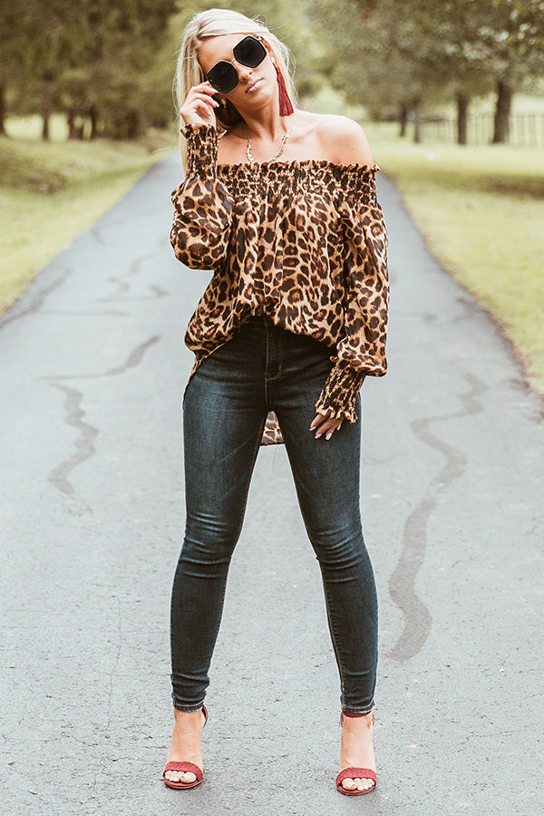 Girls Night Out Leopard Top in Brown