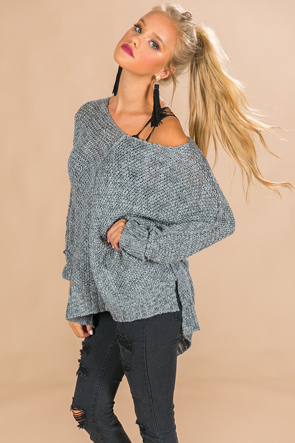Cozy Like Sunday Morning Knit Sweater in Grey Image - 3