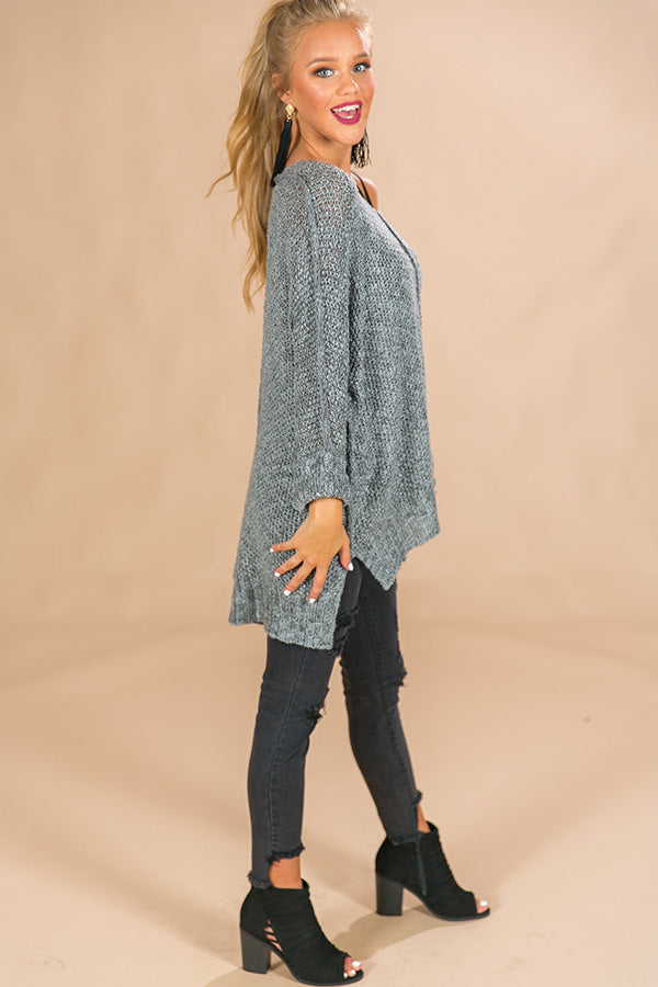 Cozy Like Sunday Morning Knit Sweater in Grey Image - 2