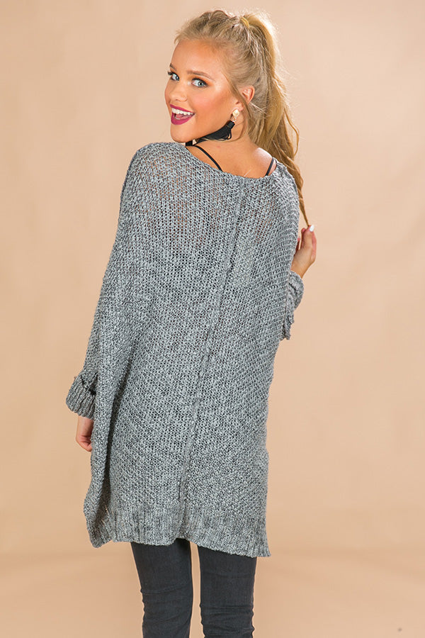 Cozy Like Sunday Morning Knit Sweater in Grey Image - 4