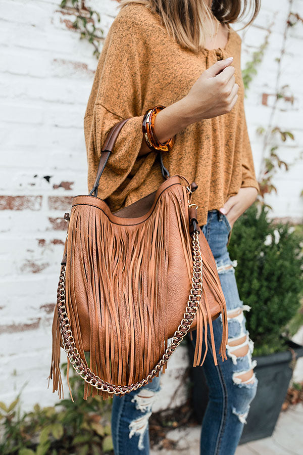 Ready To Rock Fringe Tote In Brown