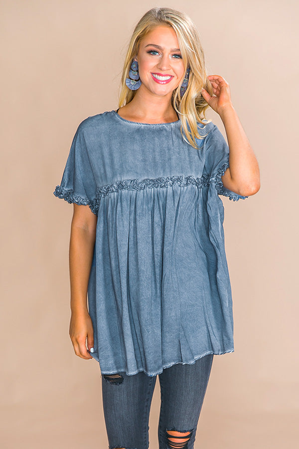 Traveling To Tuscany Shift Top in Slate