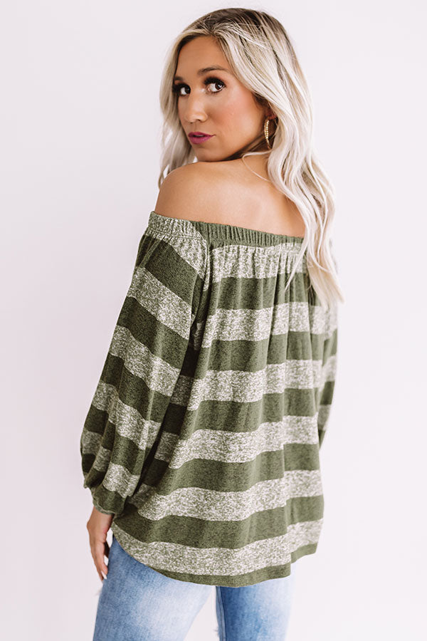 Cute As A Button Off Shoulder Top in Olive Image - 5