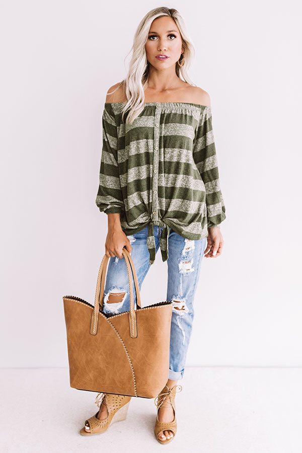 Cute As A Button Off Shoulder Top in Olive Image - 1