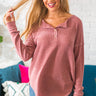 Lake Tahoe Retreat Waffle Knit Top in Blush Image - 1