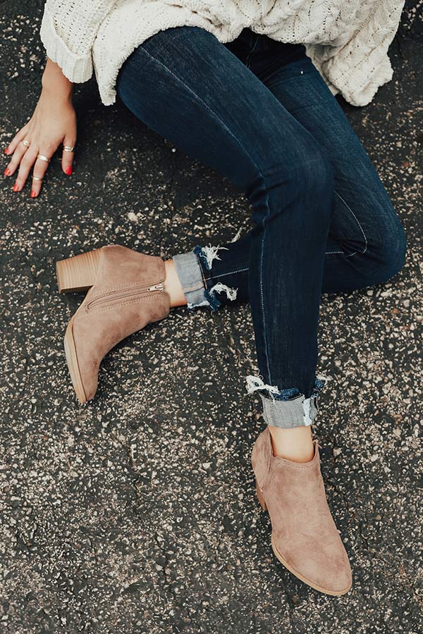 The Tawny Faux Suede Bootie in Taupe Image - 2