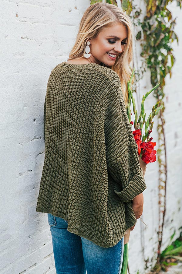 Haute Chocolate Sippin' Knit Sweater in Olive Image - 3