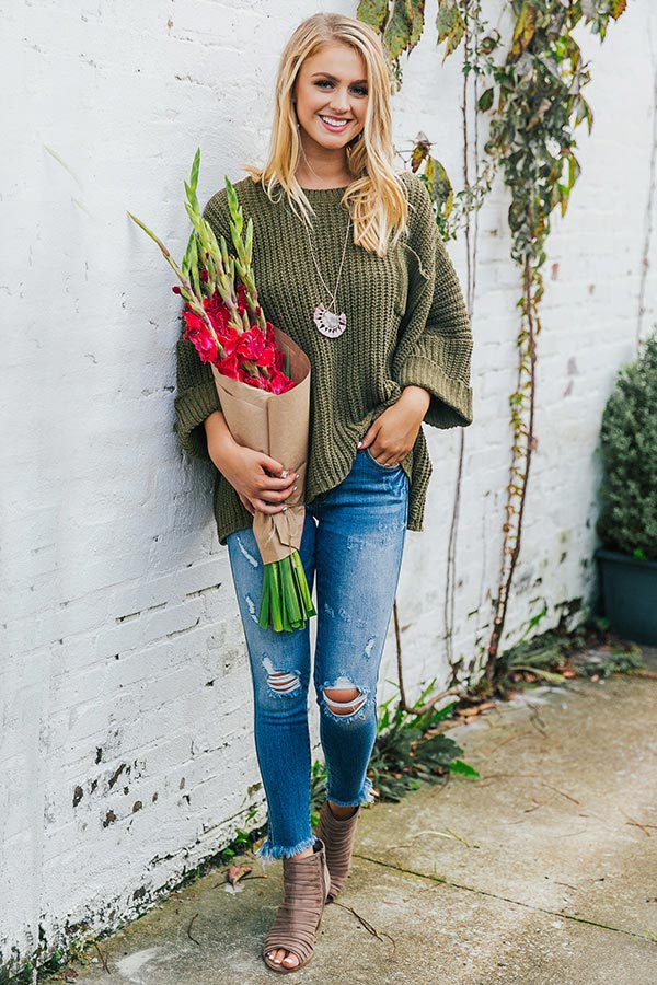 Haute Chocolate Sippin' Knit Sweater in Olive Image - 2