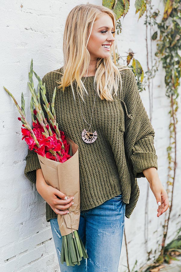 Haute Chocolate Sippin' Knit Sweater in Olive