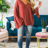 Partner In Wine Waffle Knit Top In Aurora Red Image - 1