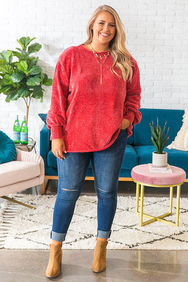 PSL Season Chenille Sweater In Rose Curves