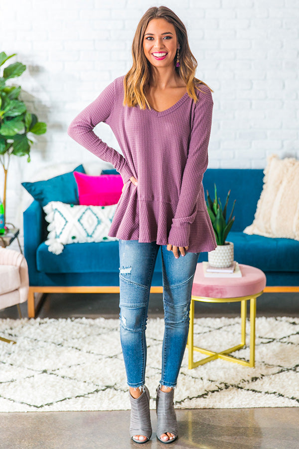 Merlot At The Lodge Knit Top in Purple