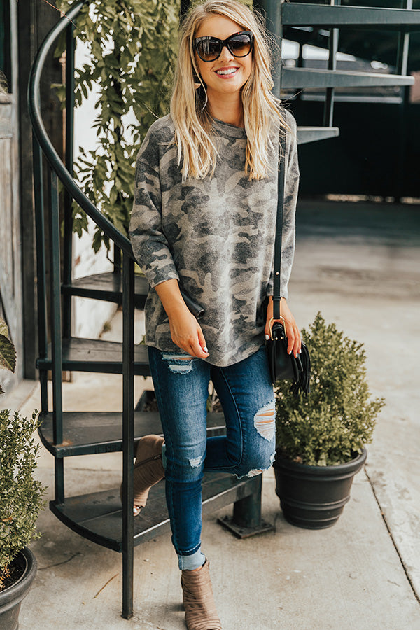 Cozy and Chill Camo Top
