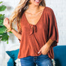 London Romance Front Tie Top in Rust Image - 1