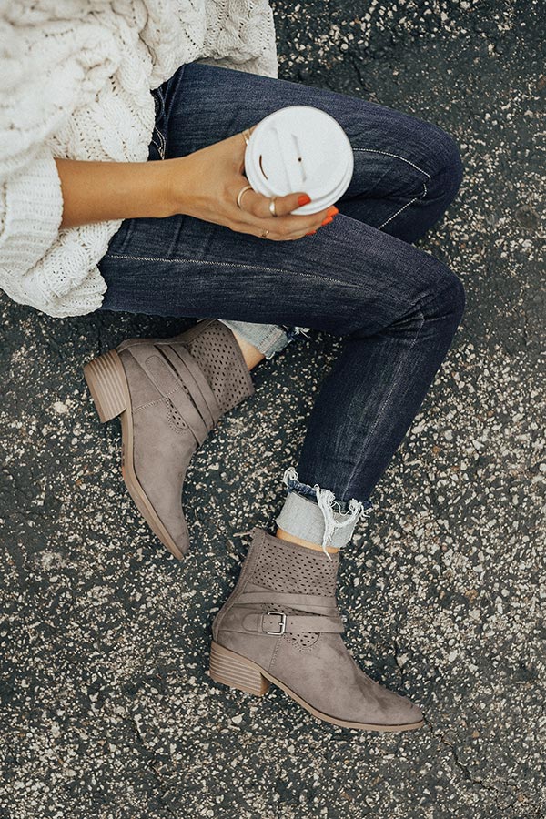 The Rylan Faux Suede Bootie in Charcoal Image - 1