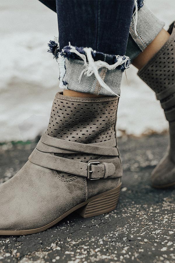The Rylan Faux Suede Bootie in Charcoal Image - 3