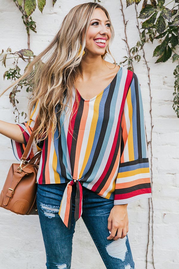 Pinot Perfection Stripe Top in Wine