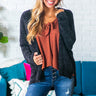 Champagne At The Cabin Chenille Cardigan in Black Image - 1