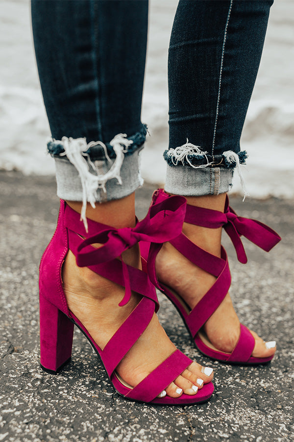 The Cleo Lace Up Heel In Berry Image - 1