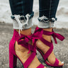 The Cleo Lace Up Heel In Berry Image - 1
