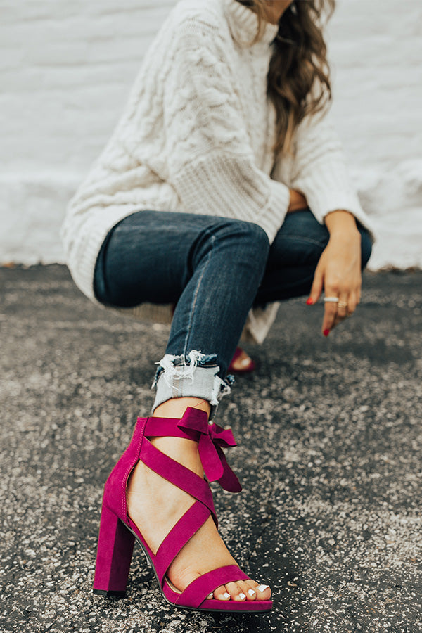 The Cleo Lace Up Heel In Berry Image - 3