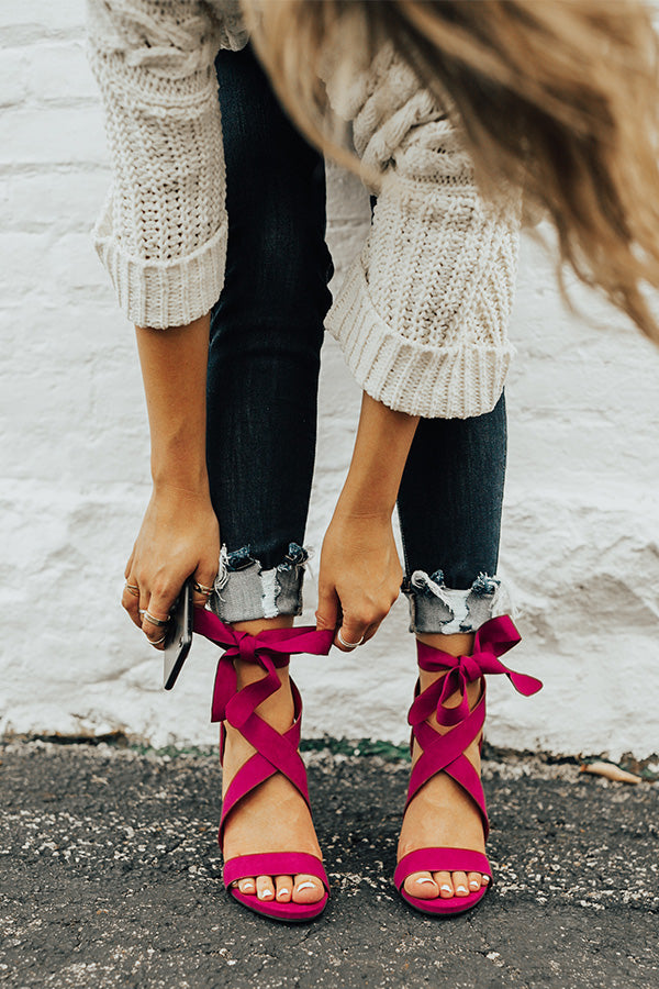 The Cleo Lace Up Heel In Berry Image - 2