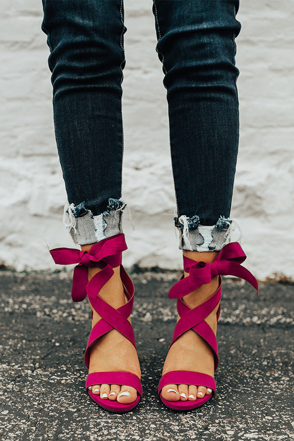 The Cleo Lace Up Heel In Berry Image - 4