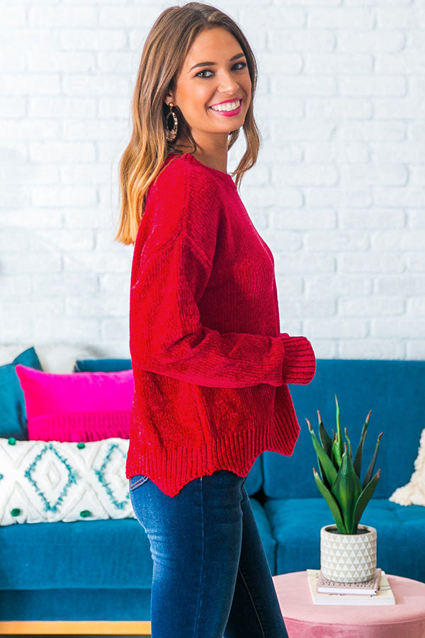 Colorado Cabin Chenille Sweater in Red Image - 1