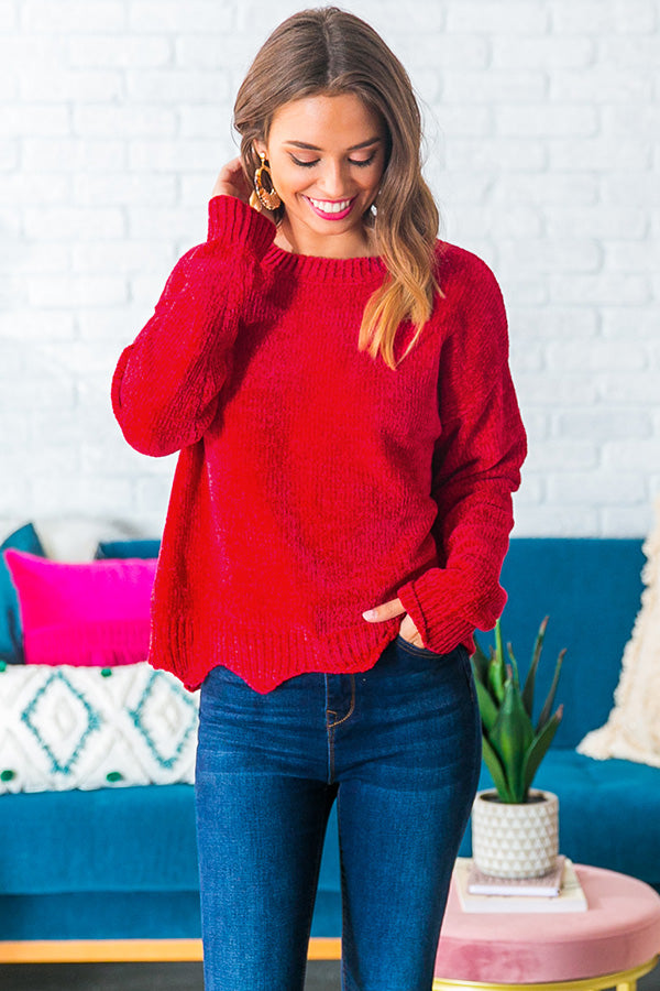 Colorado Cabin Chenille Sweater in Red Image - 1