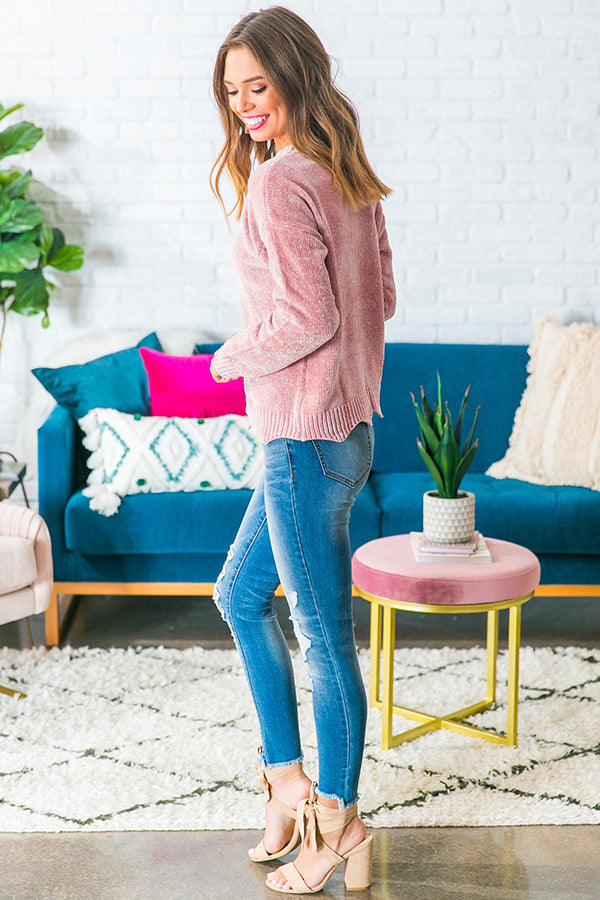 Colorado Cabin Chenille Sweater in Blush Image - 3