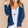Champagne At The Cabin Chenille Cardigan in Navy Image - 1