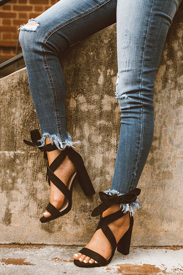 The Cleo Lace Up Heel in Black Image - 1