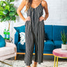 Milan Stripe Jumpsuit in Black Image - 1