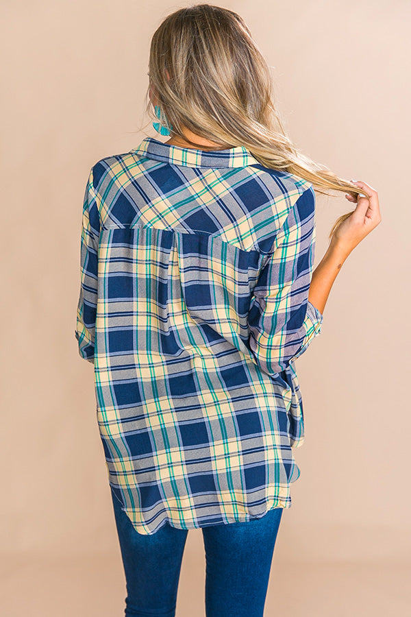 Apple Picking Pretty Plaid Top in Blue Image - 4