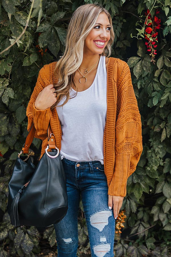 Bundle Up Bombshell Cardigan in Rust – Impressions Online Boutique