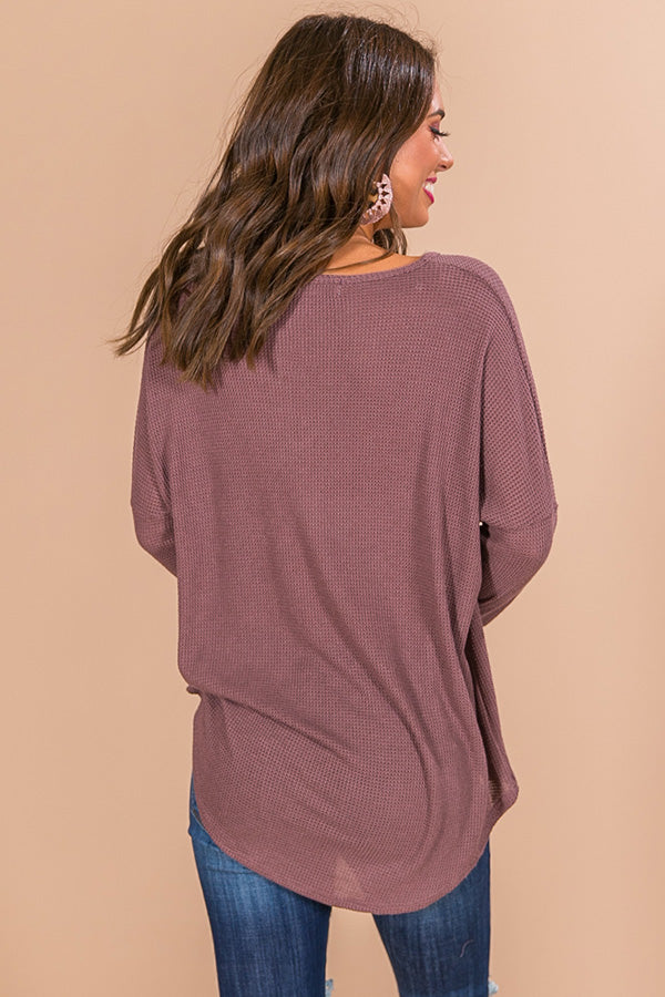 Lattes For Two Waffle Knit Top in Heirloom Lilac Image - 4
