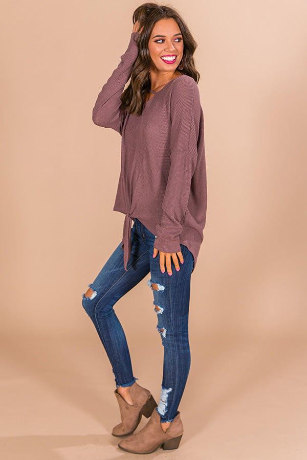 Lattes For Two Waffle Knit Top in Heirloom Lilac Image - 3