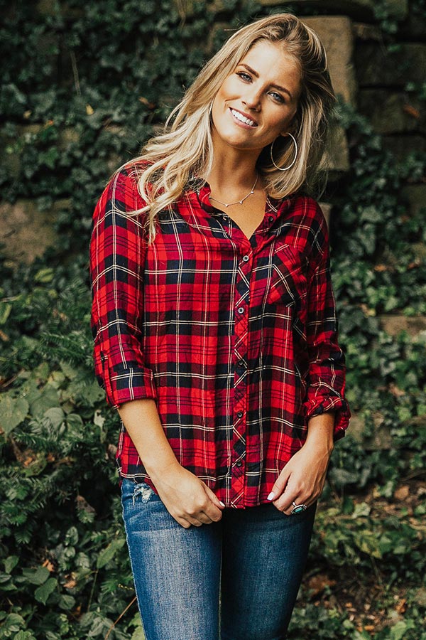 Cabin Party Plaid Top