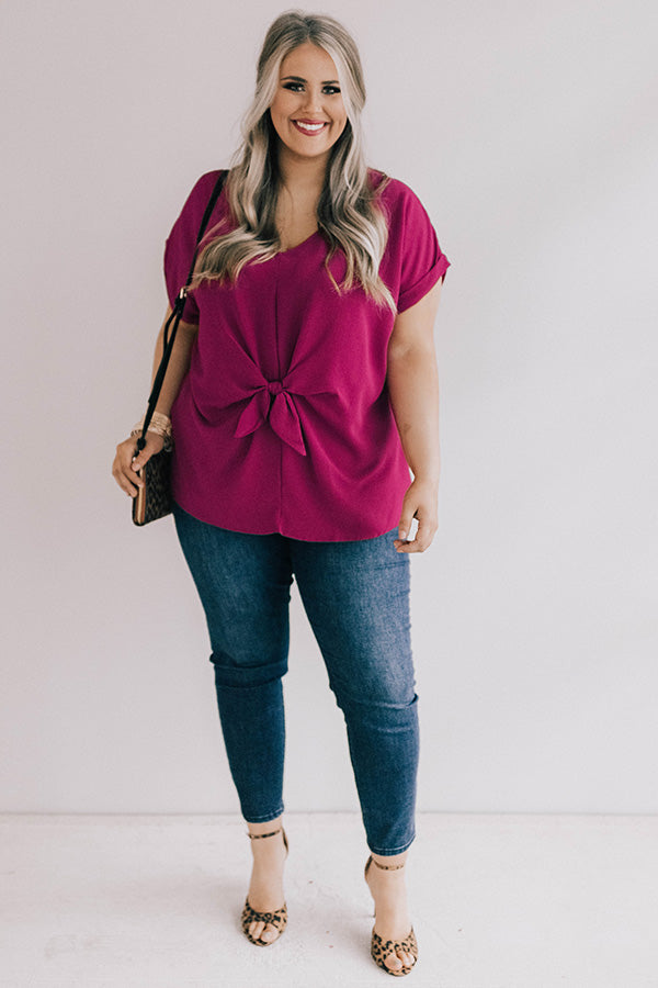 Wine Tour Front Tie Top in Berry Curves Image - 1