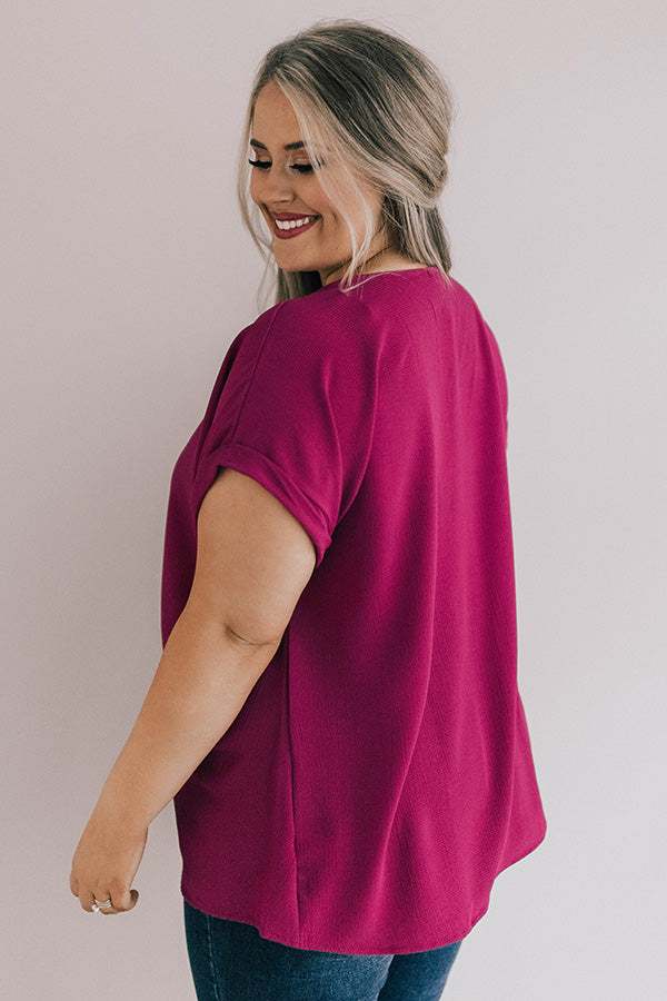 Wine Tour Front Tie Top in Berry Curves Image - 4