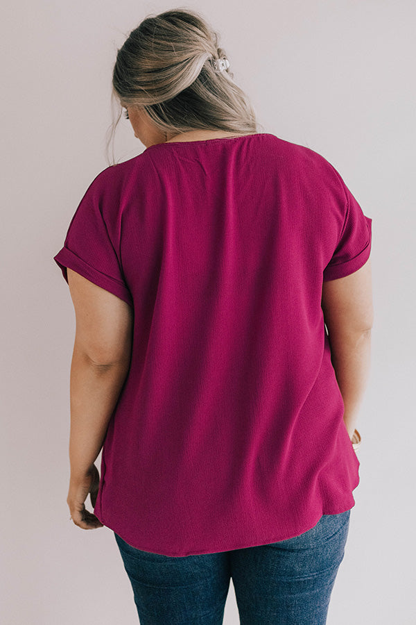 Wine Tour Front Tie Top in Berry Curves Image - 5