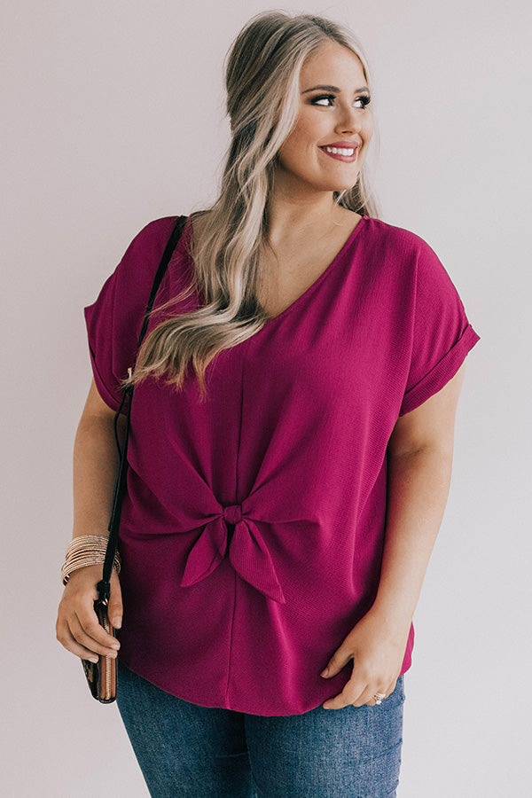 Wine Tour Front Tie Top in Berry Curves Image - 2