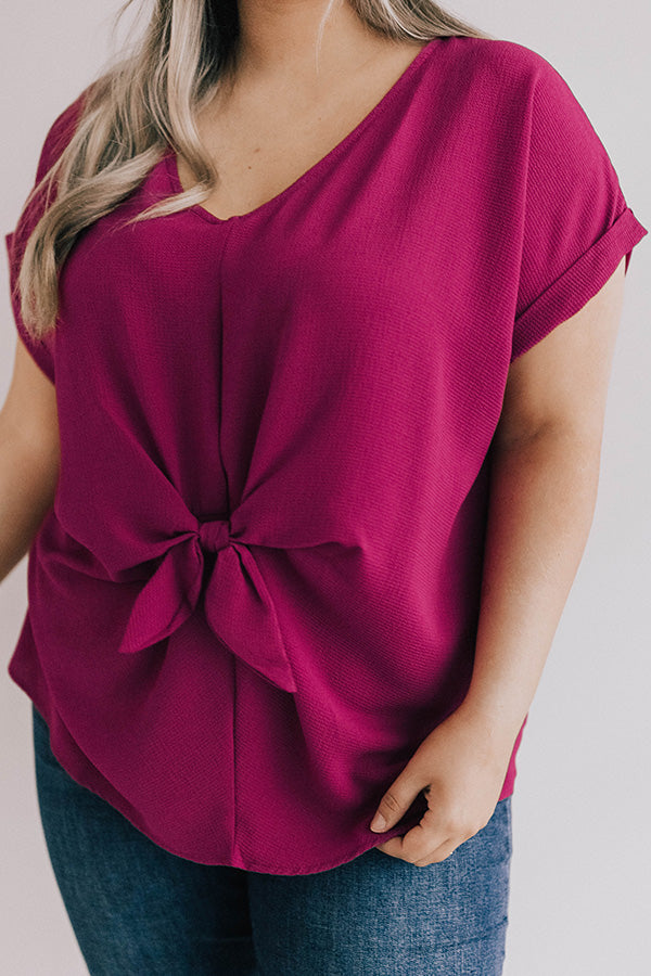 Wine Tour Front Tie Top in Berry Curves Image - 3