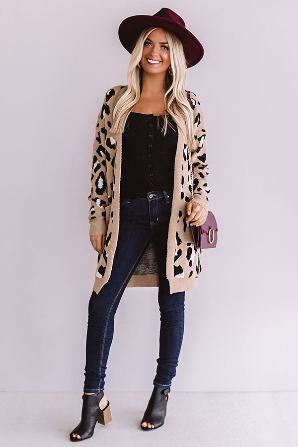 Spotted In Manhattan Leopard Cardigan in Iced Mocha Image - 1