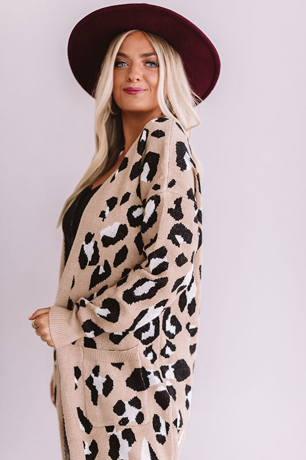 Spotted In Manhattan Leopard Cardigan in Iced Mocha Image - 3