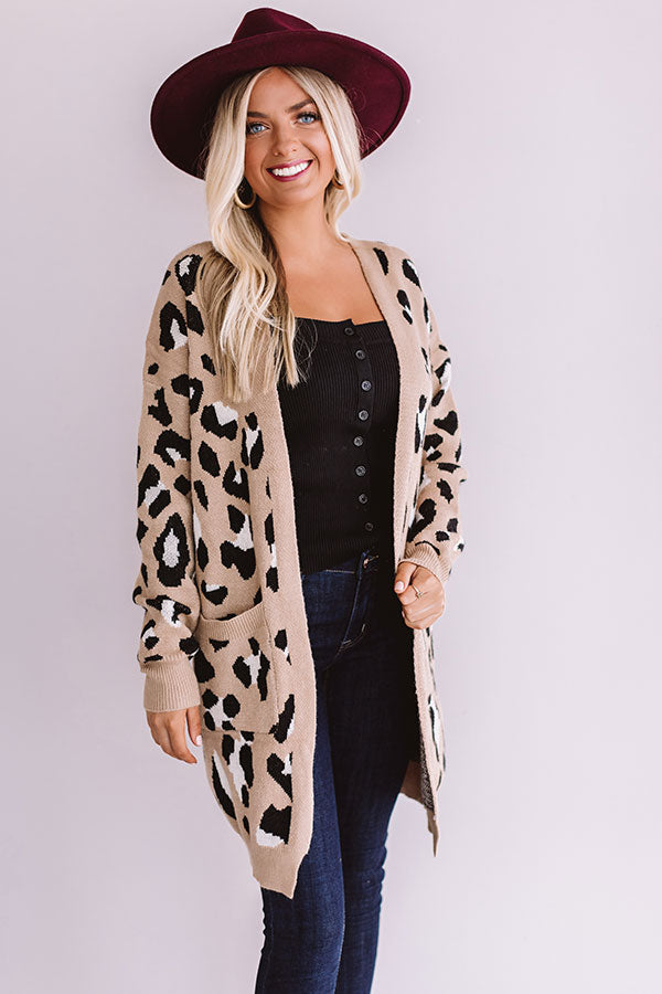 Spotted In Manhattan Leopard Cardigan in Iced Mocha Image - 2