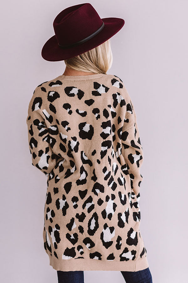Spotted In Manhattan Leopard Cardigan in Iced Mocha Image - 4