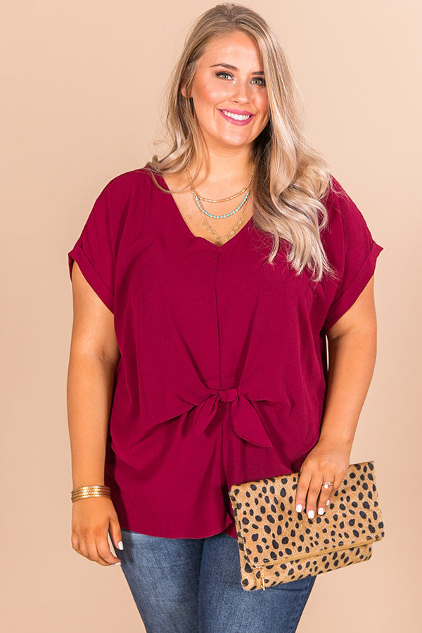 Wine Tour Front Tie Top in Wine Curves Image - 2