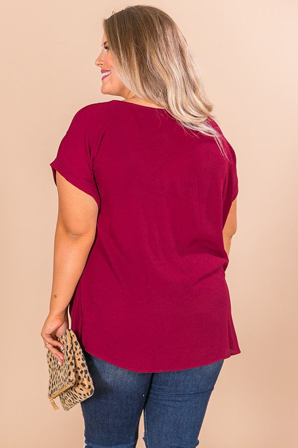 Wine Tour Front Tie Top in Wine Curves Image - 4